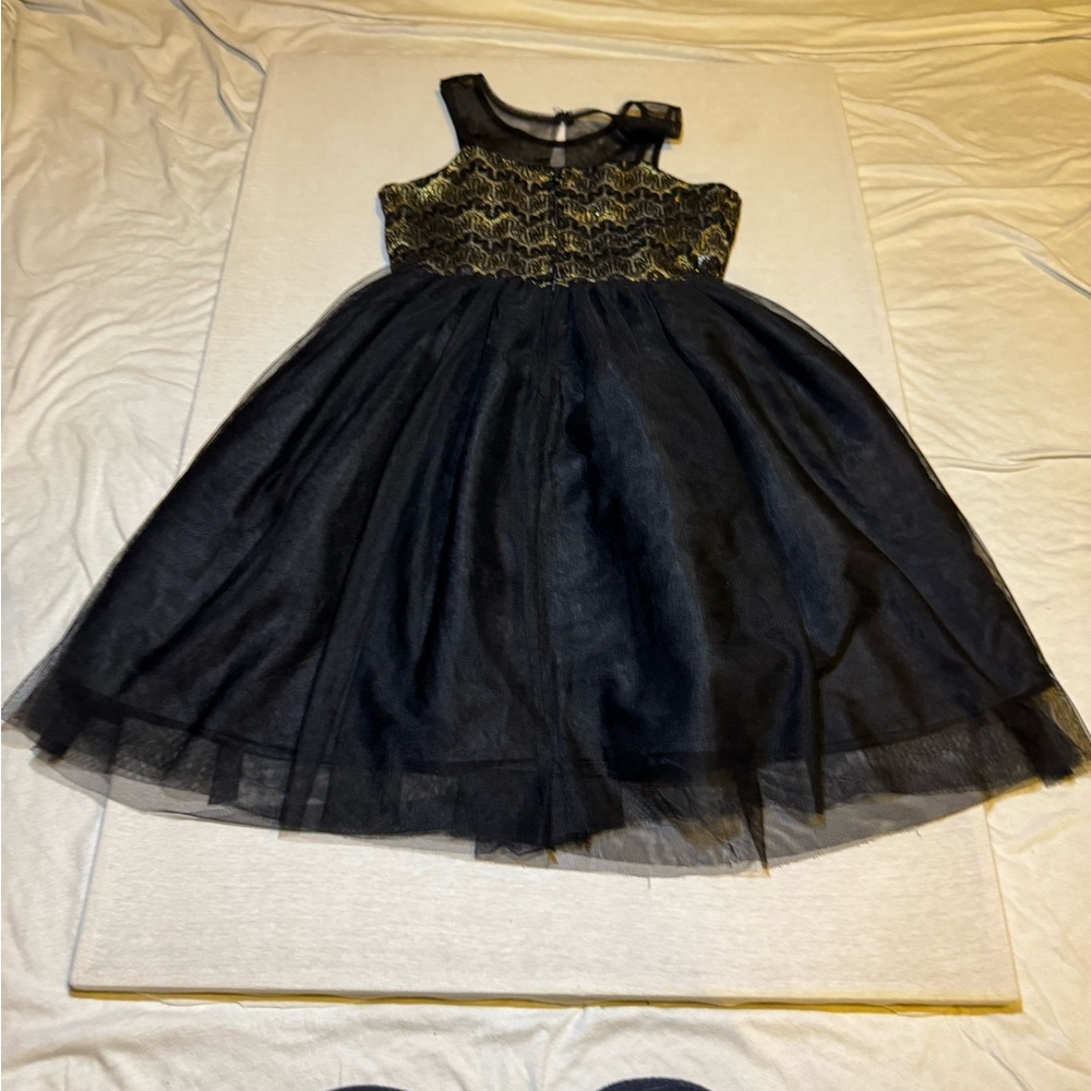 Elegant Black and Gold Kids Dress